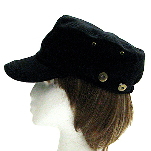 Solid army cap with buttons