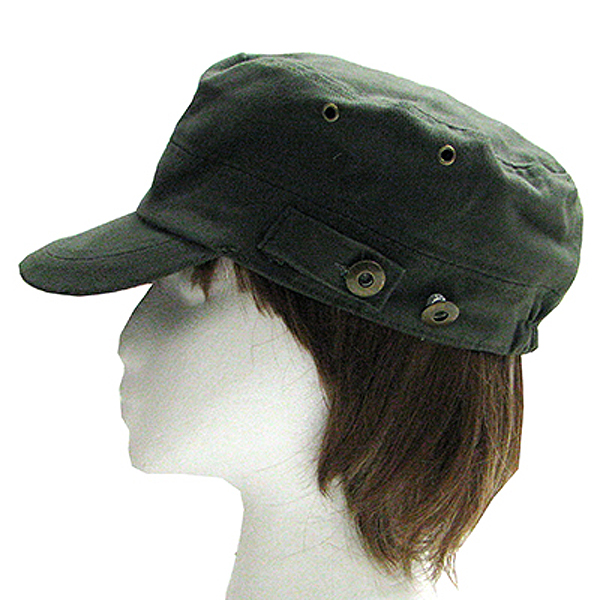 Solid army cap with buttons