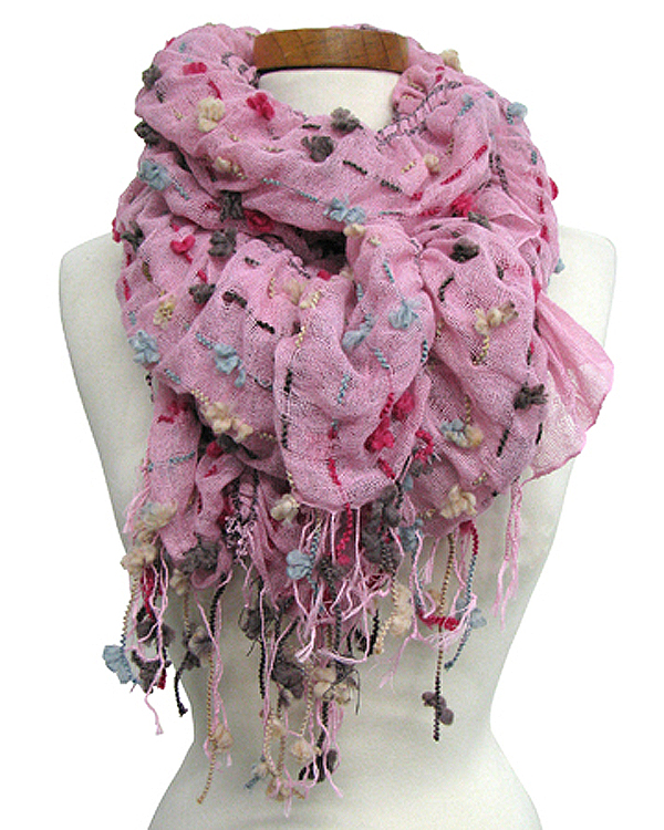 Mixed media nubby ruffle scarf