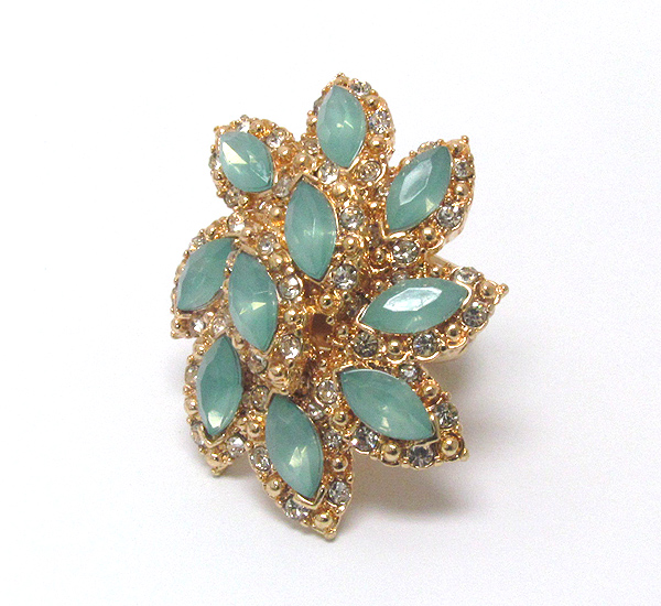 Crystal and acrylic stone deco flower stretch ring