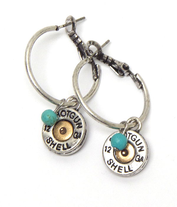 Vintage handmade style bullet charm dangle earring