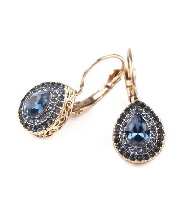 Crystal teardrop french clip earring