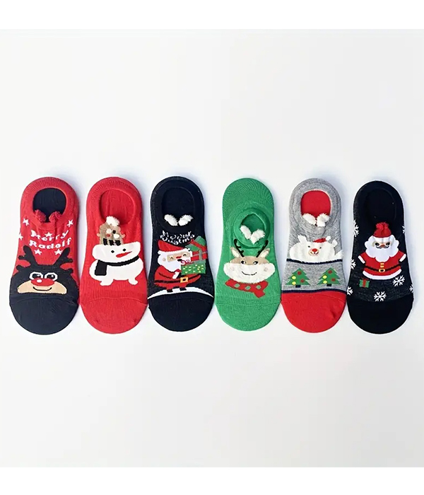 Christmas theme 6 pair socks set