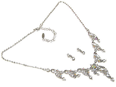 Crystal ball drop necklace and earring set