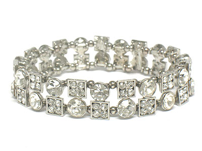 Austrian crystal round and square pattern casting link bracelet