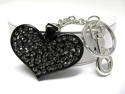 Crystal stud enamel metal heart key chain charm