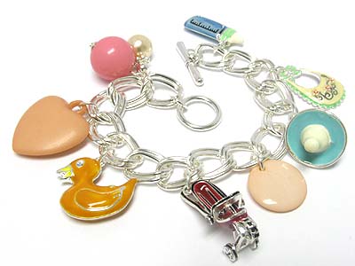 Baby things theme miniature charm dangle toggle bracelet