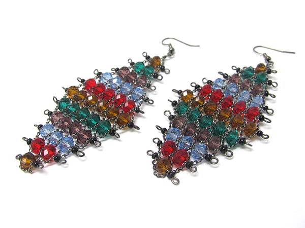 Crystal cut glass beads quilt earring