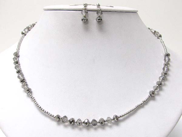 Detal crystal cut glass beads necklace earring set