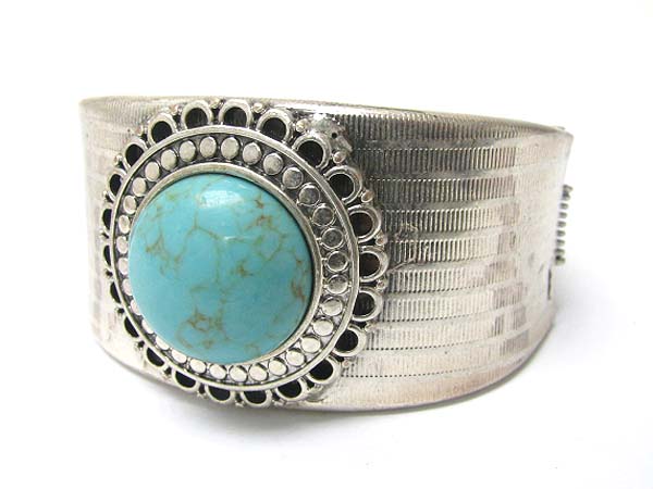 Natural stone deco top metal hinge bangle