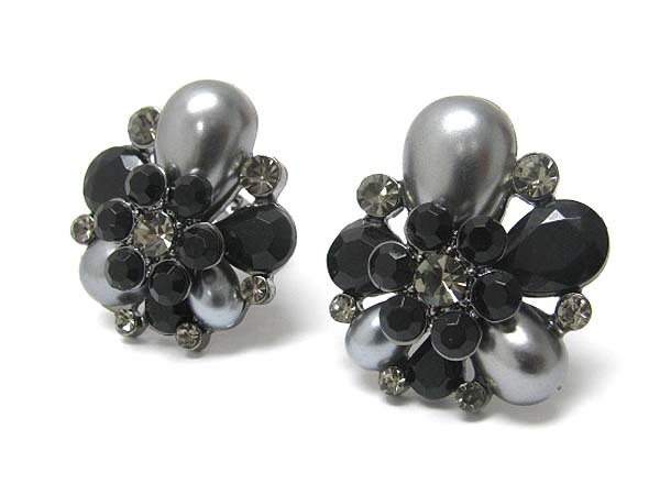 Pearl and crystal flower shape earring