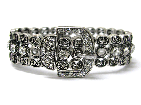 Crystal deco stretch belt bracelet