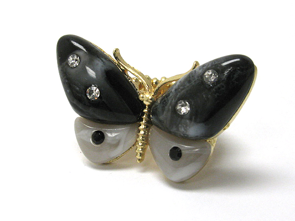 Crystal deco acrylic butterfly stretch ring