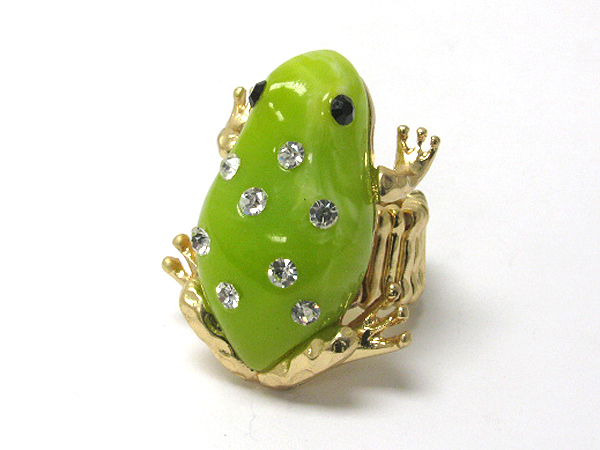 Crystal deco acrylic frog stretch ring