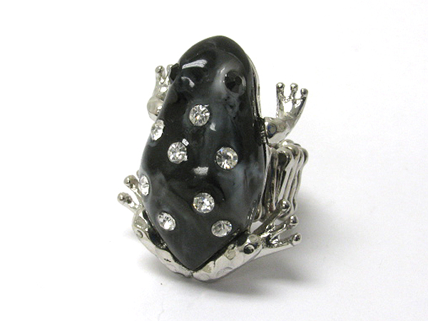 Crystal deco acrylic frog stretch ring