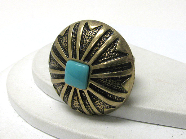 Azteca pattern round stretch ring -western