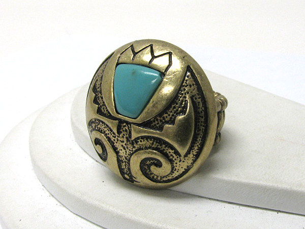 Azteca pattern round stretch ring -western