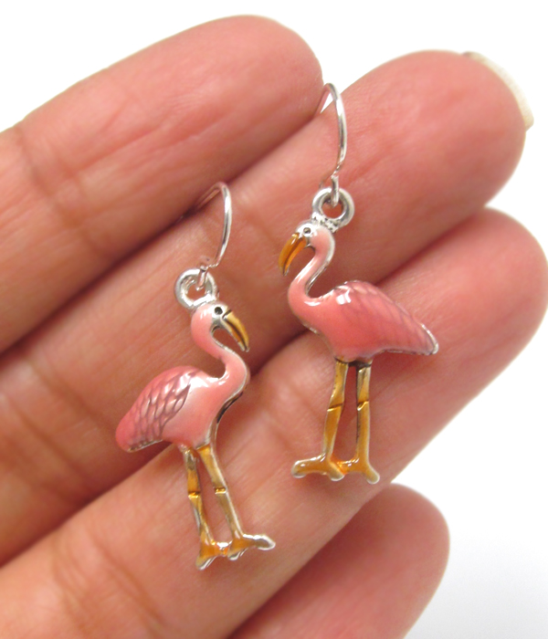 Drop metal flamingo earring