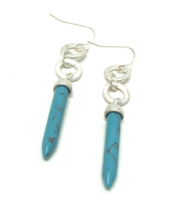 Turquoise stone hook earrings  