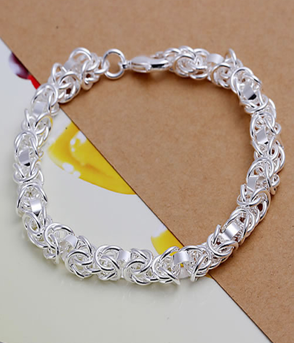 925 sterling silver plated chain bracelet