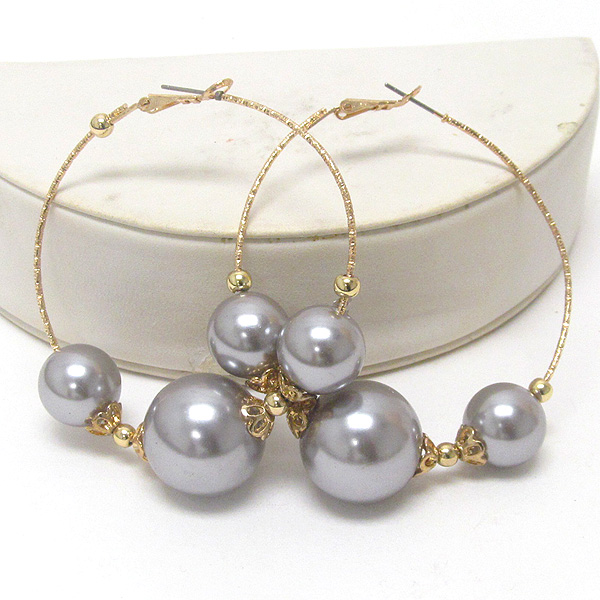 Tri pearl hoop earring - hoops