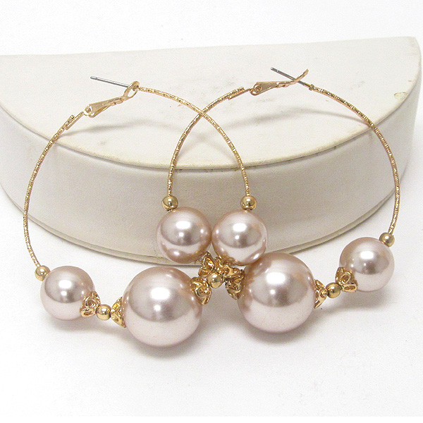 Tri pearl hoop earring - hoops