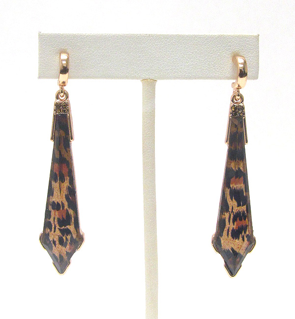 Animal print glass bar drop earirng