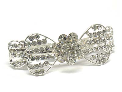 Crystal paved ribbon shape hair pin