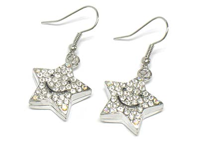 Crystal smile face star earring