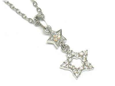 Crystal dual star pendant necklace 