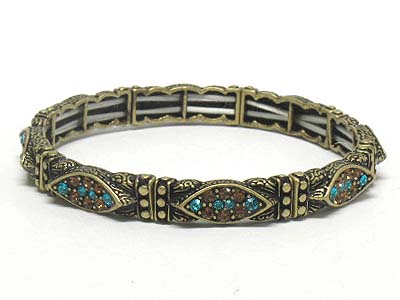 Crystal deco filigree metal stretch bracelet