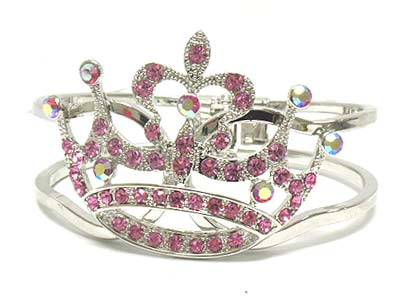 Crystal stone crown hinge bracelet