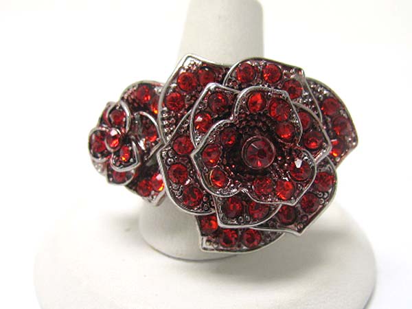 Dual crystal flower stretch ring 