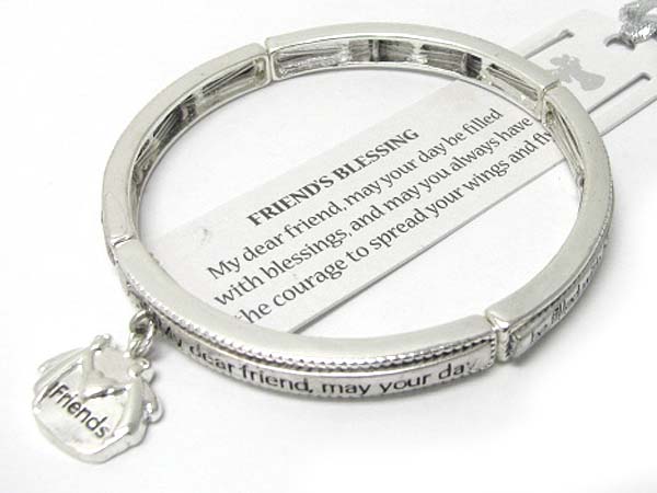 Sole friendship theme charm message inscribed stretch bracelet