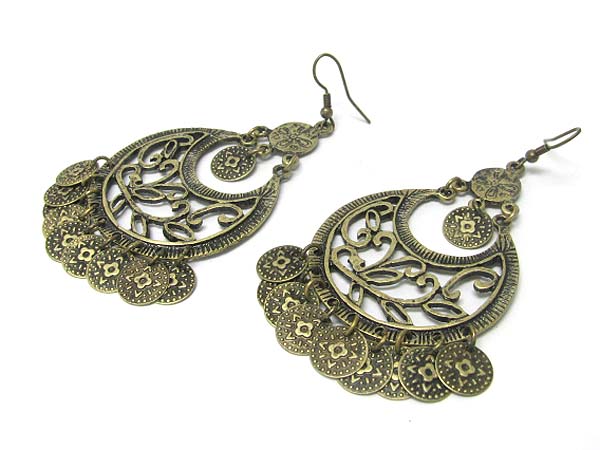 Burnish filigree metal earring