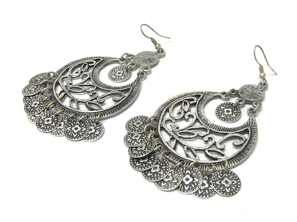 Burnish filigree metal earring