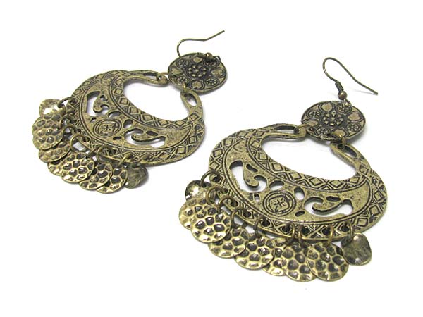 Burnish filigree metal earring