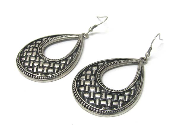 Burnish textured metal earring