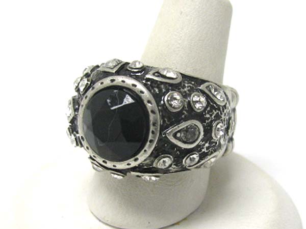 Facet stone and crystal scatter stretch ring