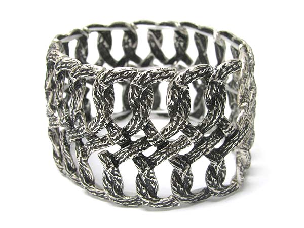 Wire link look burnish metal stretch bracelet