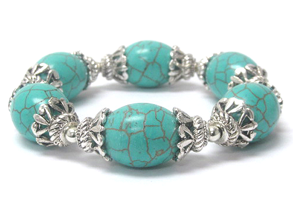 Multi turquorse link stretch bracelet