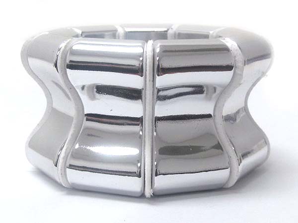 Curved shape light weight acrylic bar link stretch bracelet