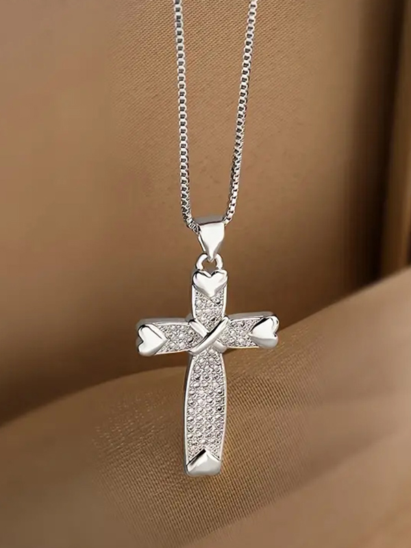 Crystal cross pendant necklace