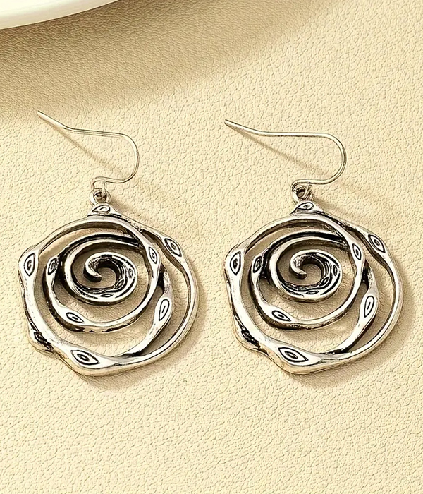 Rustic vintage swirl earring