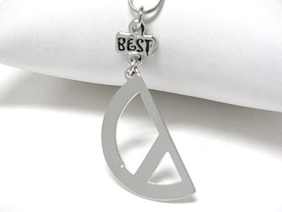 Made in korea whitegold plating half peace mark pendant necklace