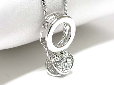 Made in korea whitegold plating crystal dual round thread pendant necklace