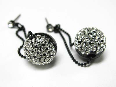 Crystal stud enamel metal ball drop earring 