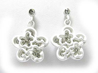 Crystal inside enamel metal flower earring 