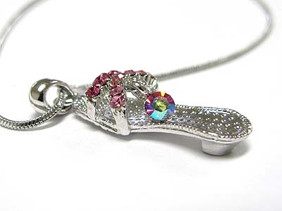 Made in korea whitegold plating crystal deco women sandal pendant necklace