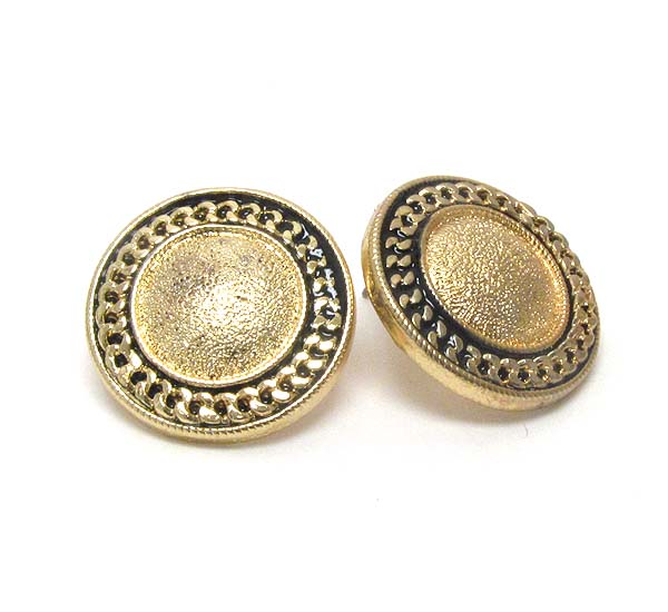 Textured and epoxy metal button earring